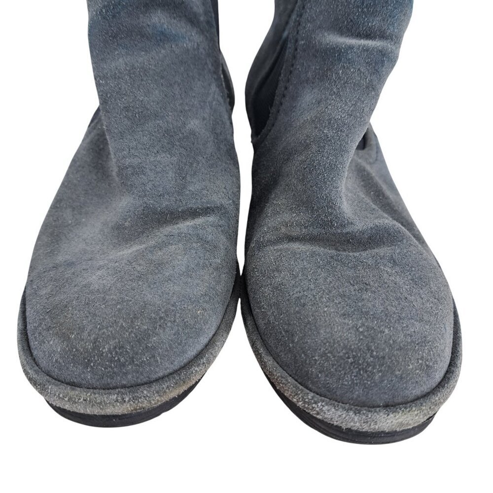 Fly London Phil Gray Suede Wedge Boots Size 38 US 7.5-8 Pull On Chelsea Chunky - Picture 3 of 13